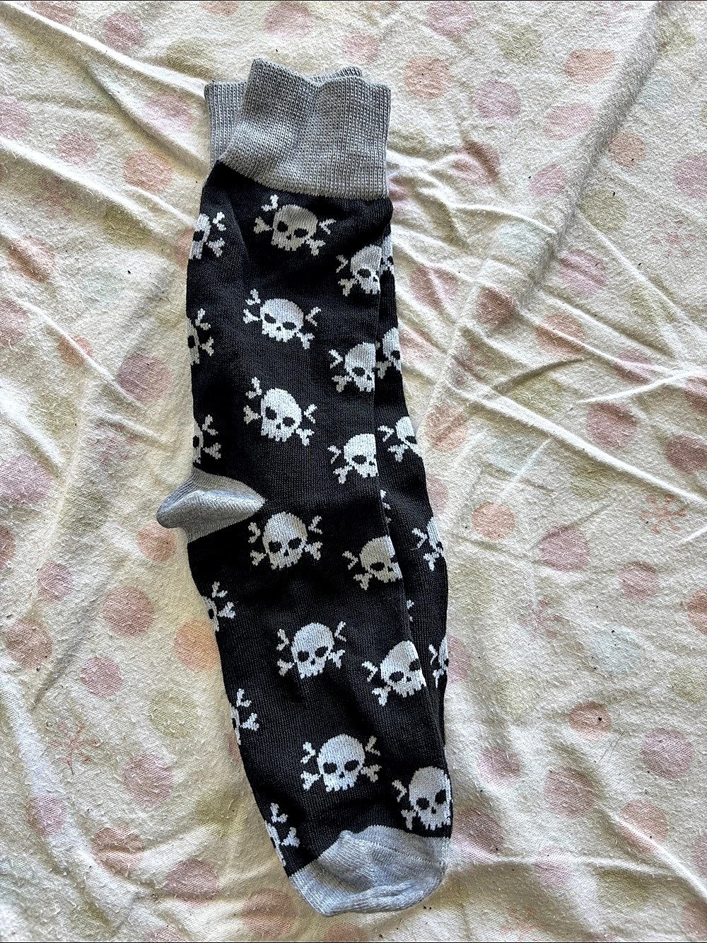 Halloween Skull Pattern Socks and Candy Corn in Black & Gray and Grey & Pink/Tea